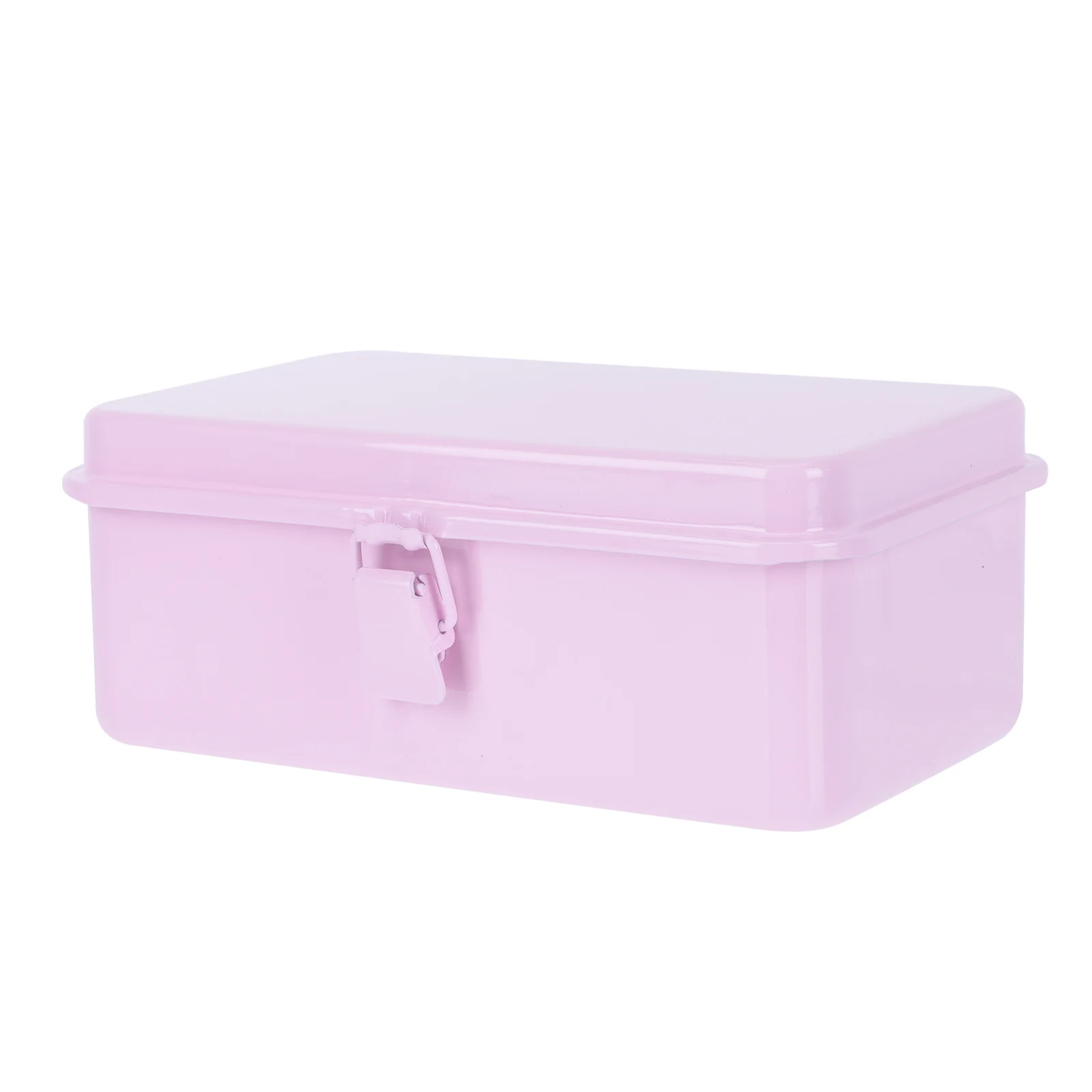 

1pc Stationery Storage Box Pink Iron Large Capacity Desktop Organizer Wear Resistant Shock Proof Sealing Easy Take Pen