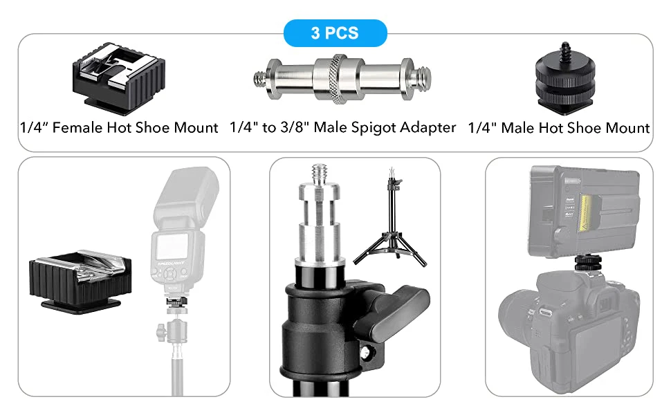 Kameraschrauben-Montageset, 26-teilig, 1/4 Zoll und 3/8 Zoll Konverter, Gewindeschrauben, Adapter, Blitzschuhhalterung – Detail 13