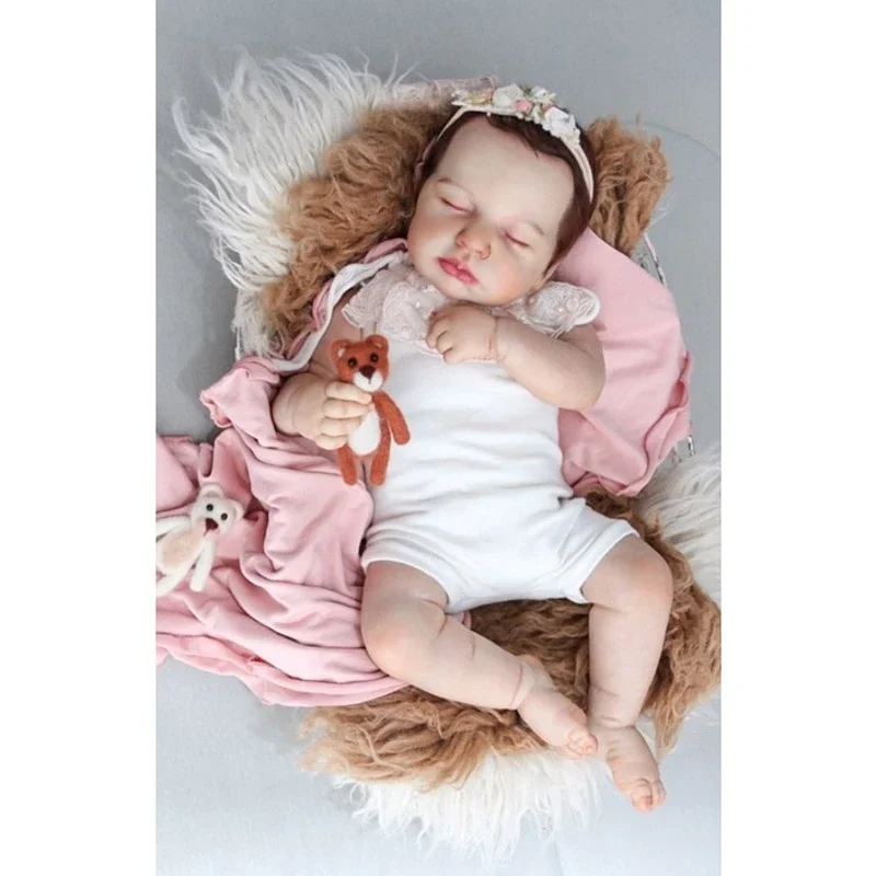 Loulou-生まれ変わった赤ちゃん人形,19インチの全身シリコーン,塗装済み,手で仕上げ,根のある髪,リアルな3Dスキン,目に見える静脈