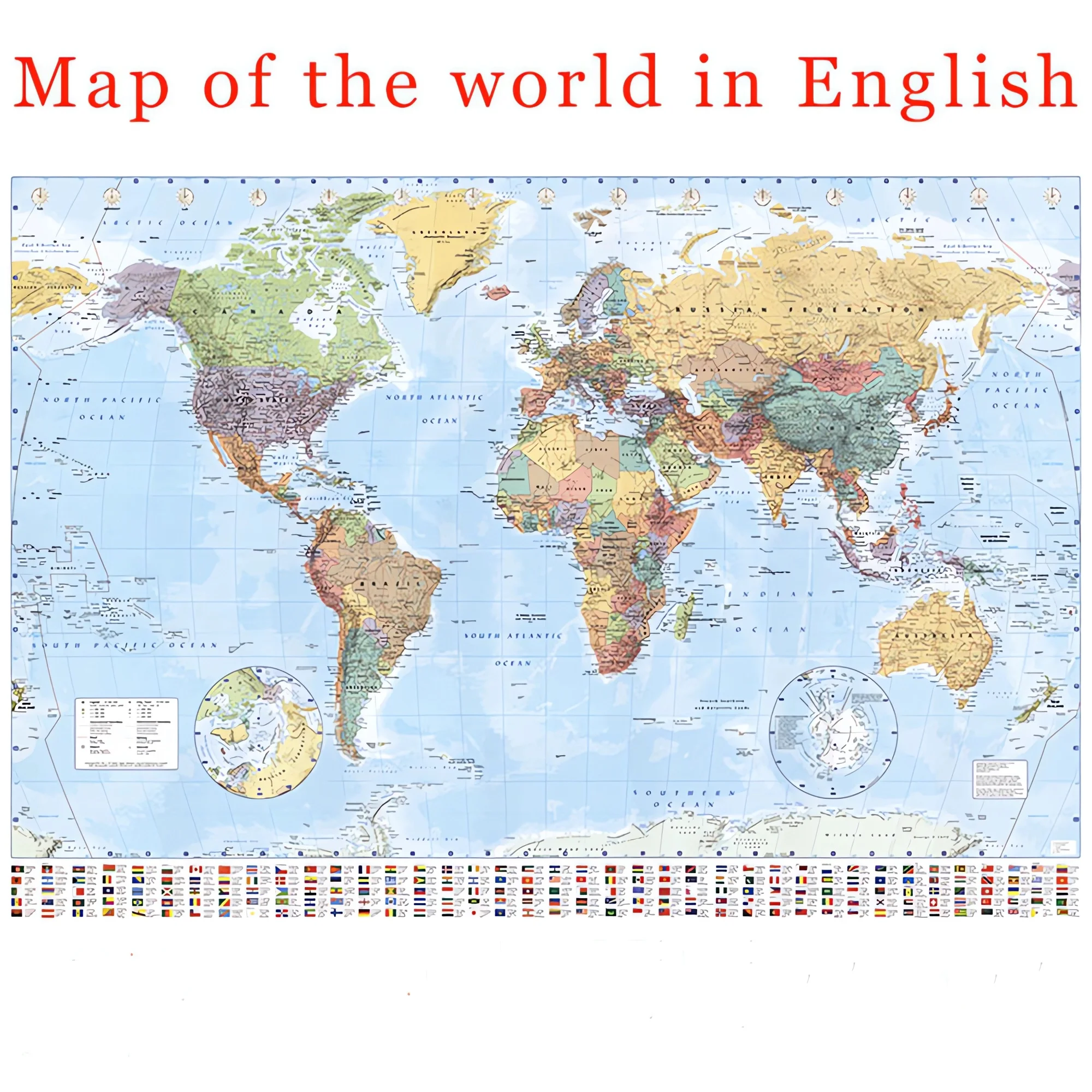 

Карты мира на английском языке с национальными флагами HD Картина на холсте Настенные художественные постеры Печатает Классные комнаты, Офисы Декор стен комнаты
