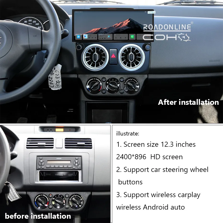 Android15 12.3 inch 2K For Suzuki Swift 2008-2016  UIS7862S  8+256gb Car Navigation CarPlay Car Radio Multimedia Player GPS map
