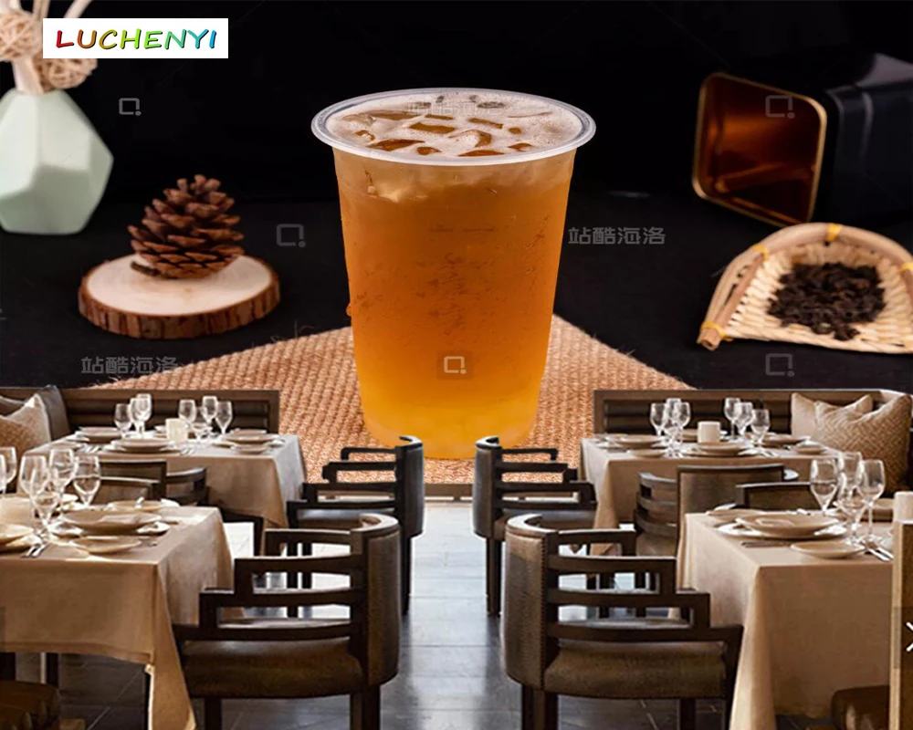 Papel de parede custom iced lemon tea 3d wallpaper mural, restaurant juice shop kitchen dining room wall papers sticker