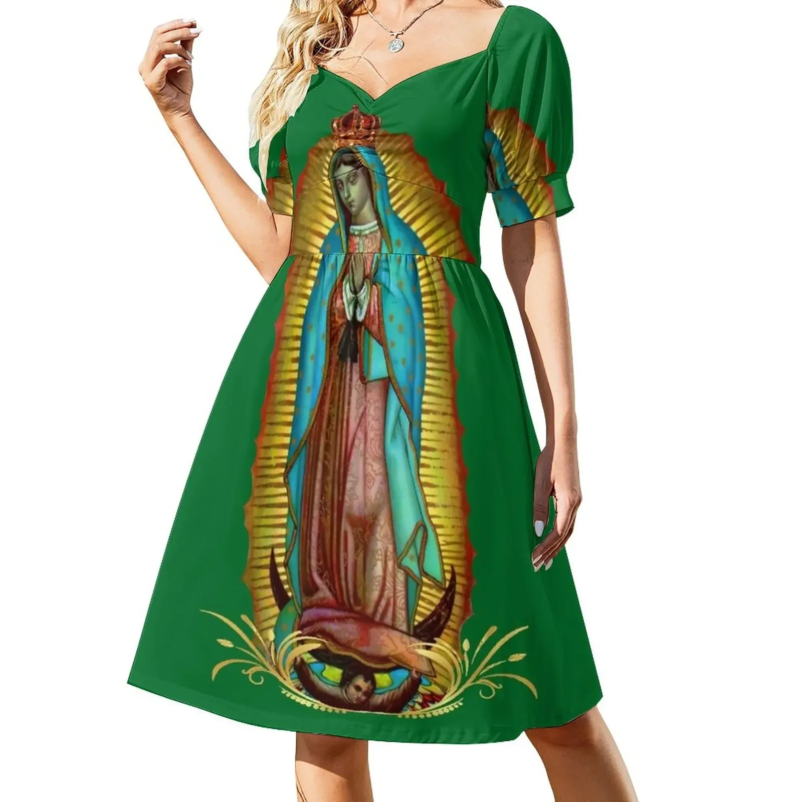 

Our Lady of Guadalupe Virgin Mary 07 Short-Sleeved Dress Women's skirt Long veiled dresses women evening dress