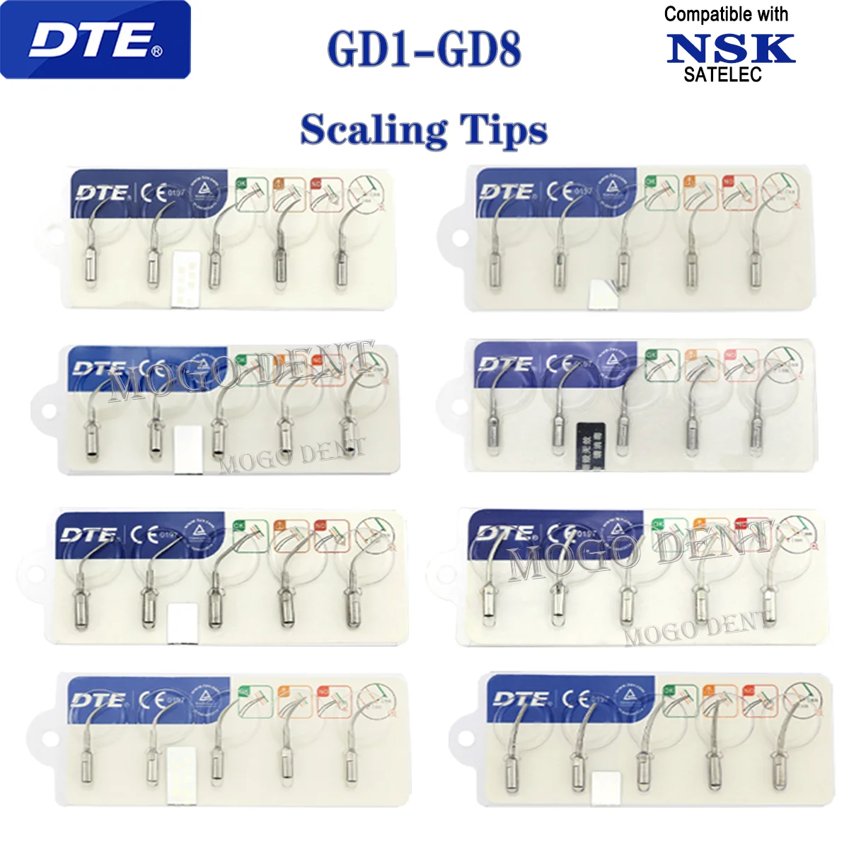 Original Woodpecker DTE Dental Scaler Tips Scaling Tip GD1-GD8 Fit SATELEC ACTEON NSK Ultrasonic Scaler Handpiece