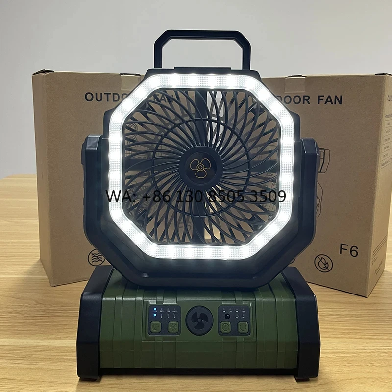 

Custom Color Rechargeable Fan F6 20000mAh Type-c Fan Remote Control Outdoor Portable Camping Fan with Led Light for Gift Famly