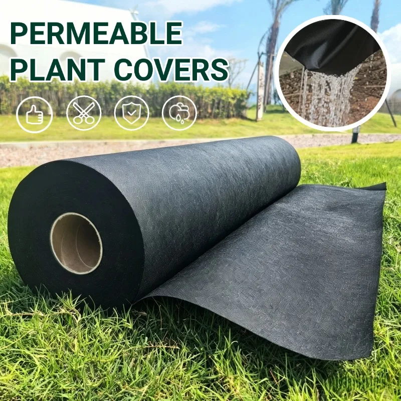 Permeable Plant Covers Weed Barrier Fabric Tear-Resistant Landscape Cloth Weed Control Mat for Flower Beds Vegetable Garden Net