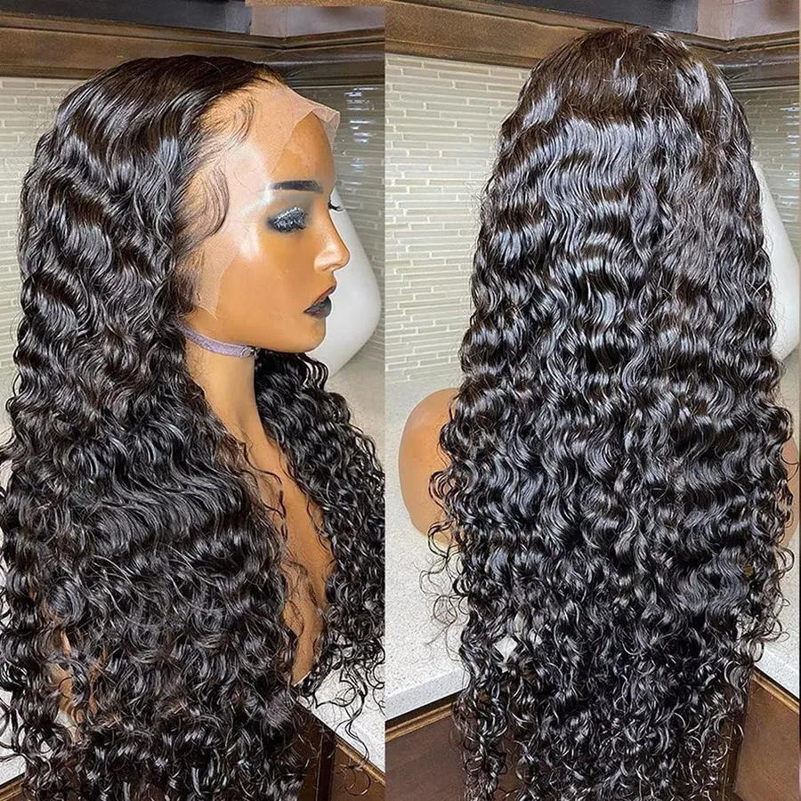 Diepe Golf Pruik Kant Voorkant Menselijk Haar Pruiken Met Baby Haar Menselijk Haar Kant Frontale Pruik Lijmloze Bling Remy 13X6 Lace Frontale Pruik