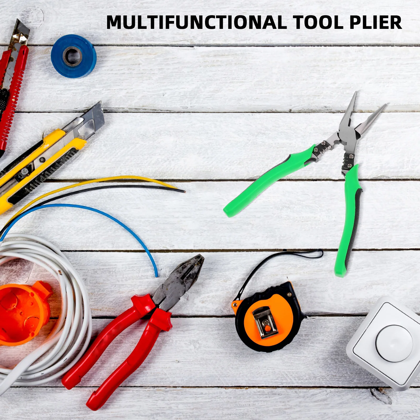 

1pc Multi-Function Wire Stripper Cutter Tool Electrician Repair Plier Durable Chrome Vanadium Steel Compact Sharp-Nose Pliers