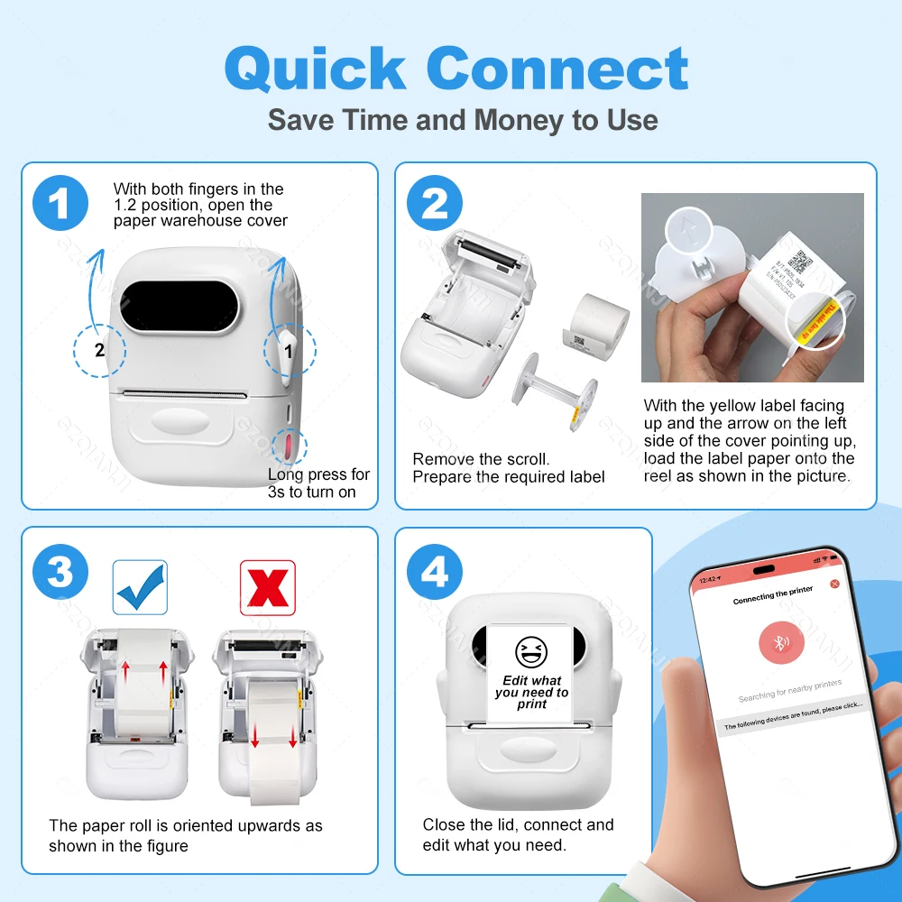 Imagem -05 - sem Fio Impressora Etiqueta Térmica Auto-adesivo Bolso Bluetooth Label Maker Inkless Preço Etiqueta Impressora sem Tinta P50s