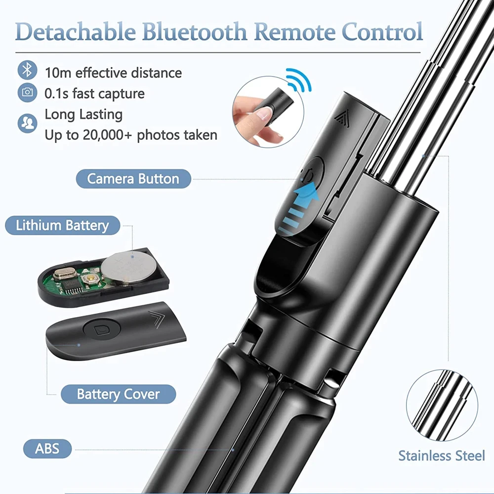 3In1 Bluetooth Wireless Selfie Tripod With Fill Light Shutter Remote Control Portable Foldable Monopod For I Smart_voghion.com