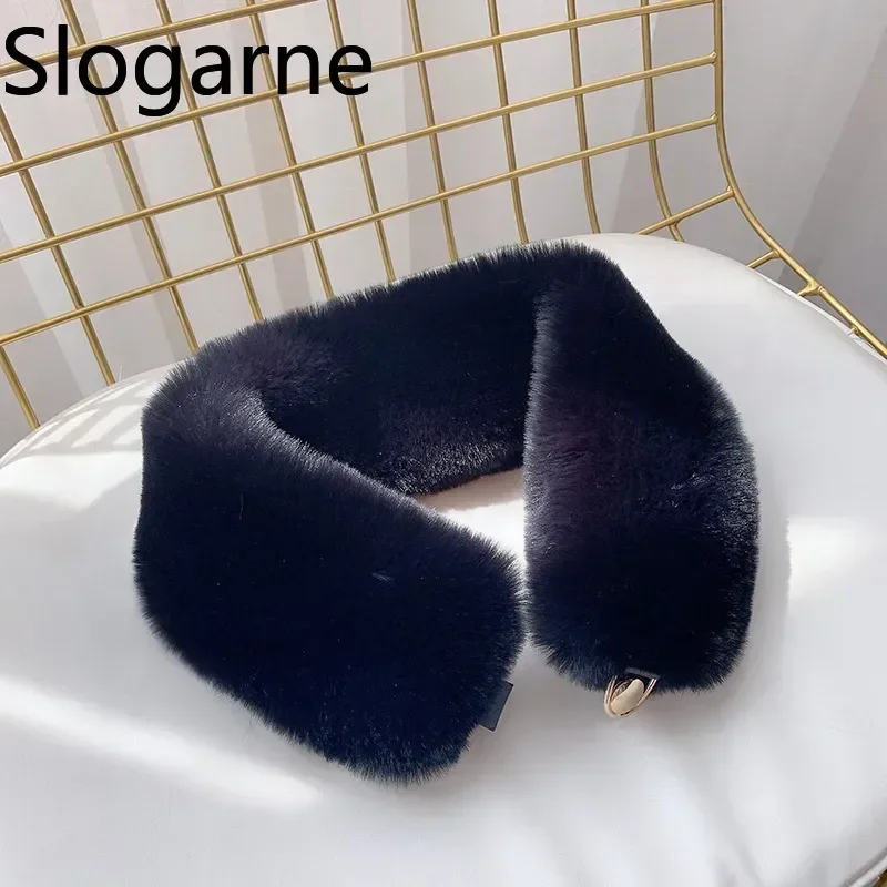 2025 New Winter Faux Fox Fur Collar Shawl Thick Warm Neck Protection Coat Hood Decor Push Fur Scarf Neckerchief Jacket Collar