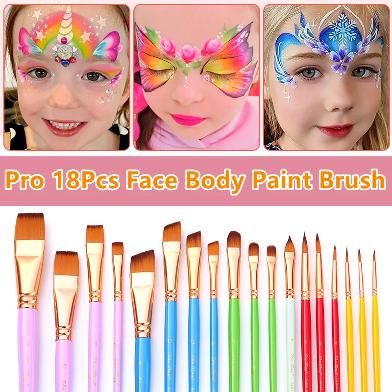 

18Pcs Professional Face Body Paint Brush , Art Painting Drawing Watercolor Brushes Beauty Makeup Tool Set