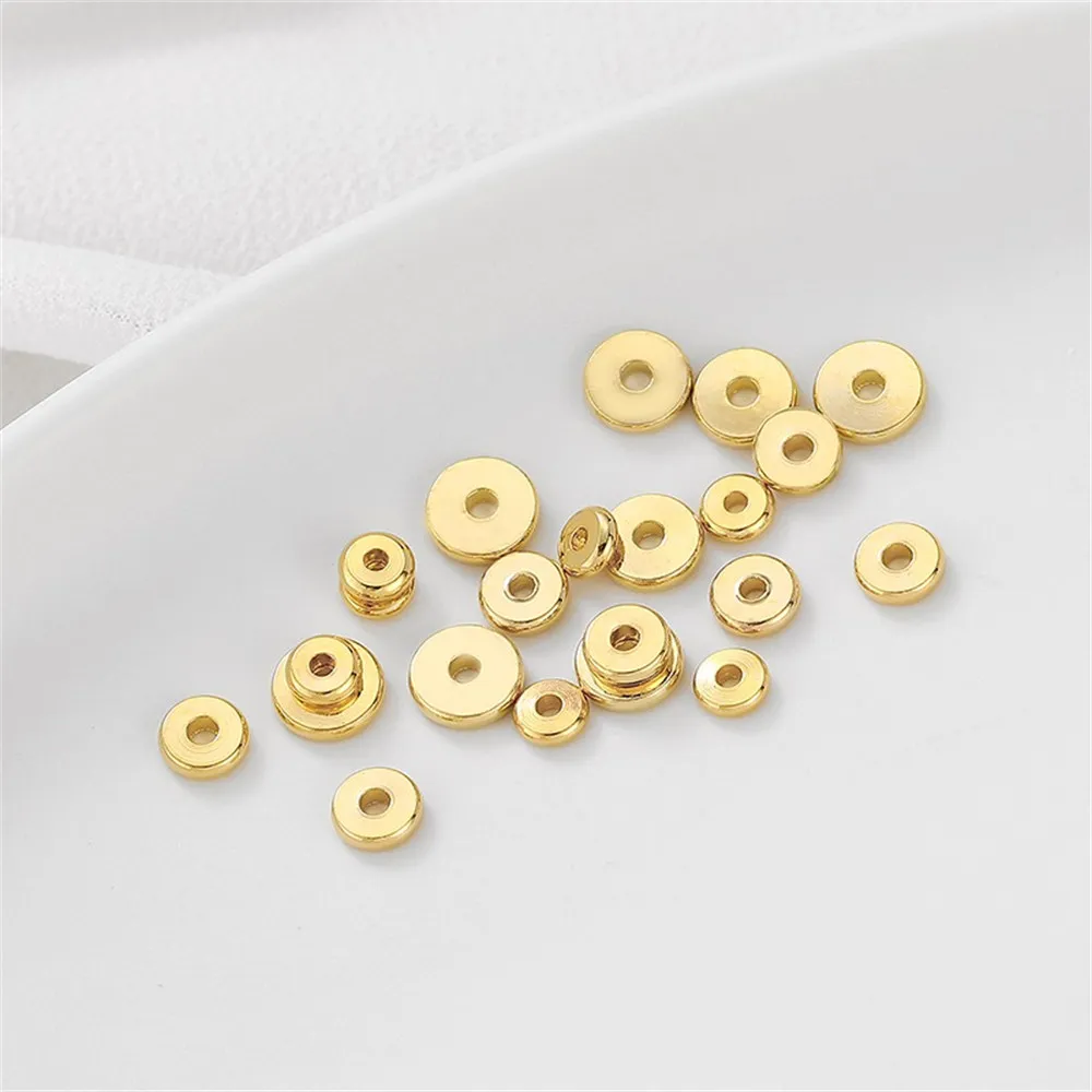 14K Gold-Color Flat Spacer Gasket Beaded Spacer Handmade DIY Bracelet Necklace Jewelry Material L198