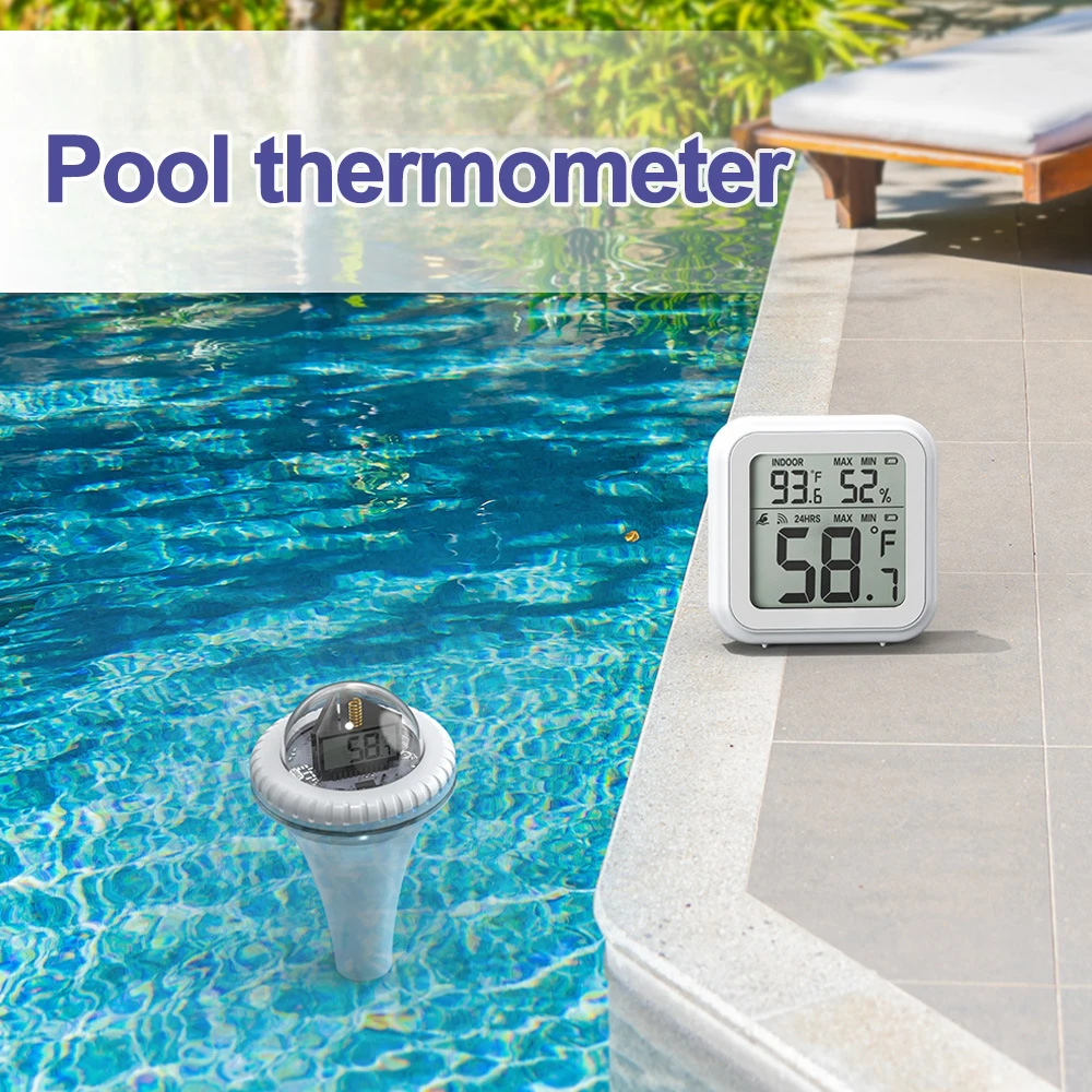 

Wireless Floating Pool Thermometer, Easy Read,Digital Pool Thermometer, Indoor Temperature Humidity Monitor