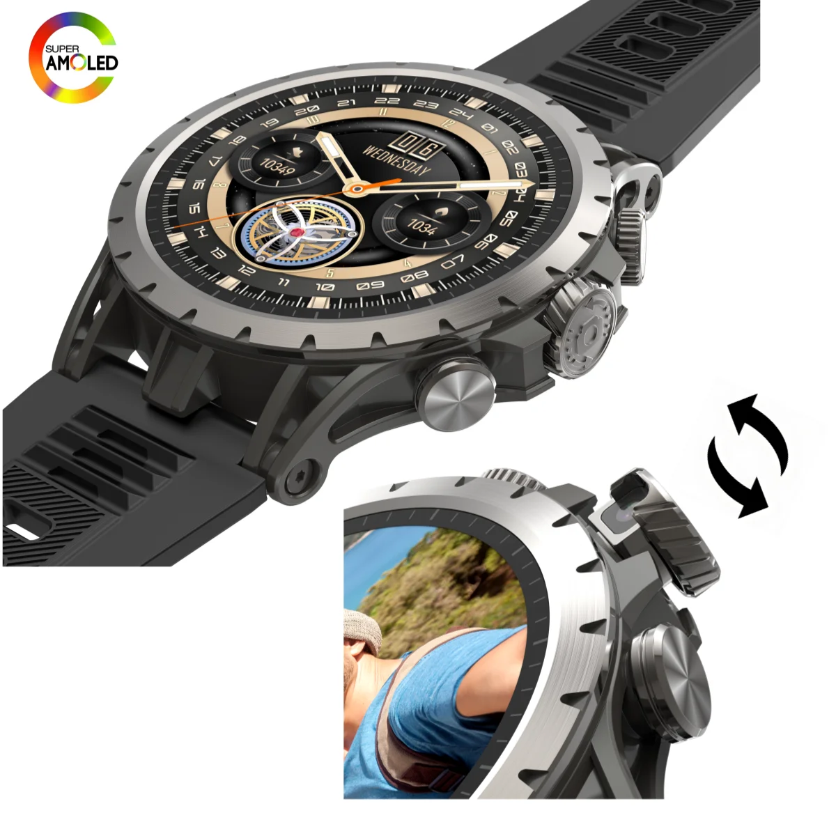 Q85 Smart Watch 4G With Android 9.0 5MP Rotating Camera GPS WIFI Google Play Store Video Call 128GB Rom Smartwatch For Men Kids