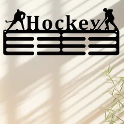 Elegant Metal Wall Hanging Set - Hockey Medal Hanger, Player Name Display, and Sports Awards Sign for Hockey
