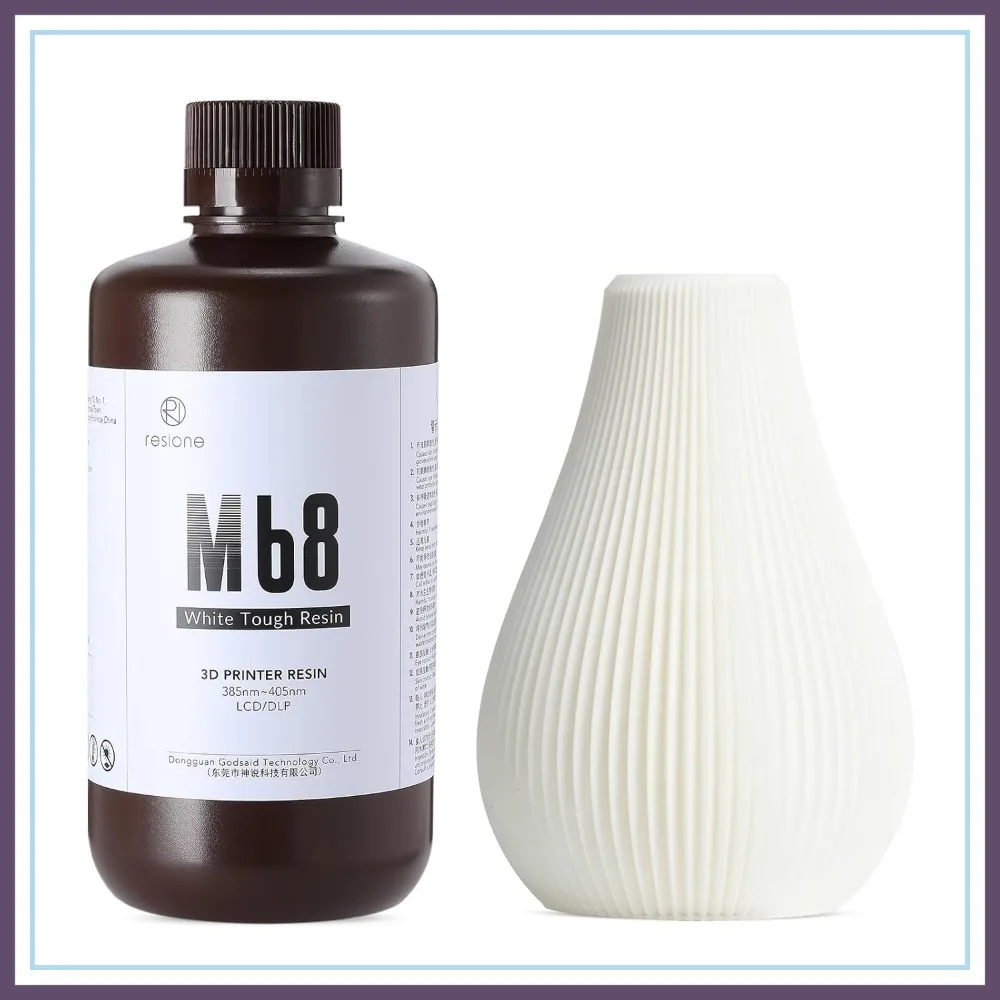 

White ABS-Like 3D Printer Resin, Rigid Tough Non-Brittle, High Precision 385-405nm UV Resin for LCD/MSLA/DLP Printers, Decor Prototypes 1KG