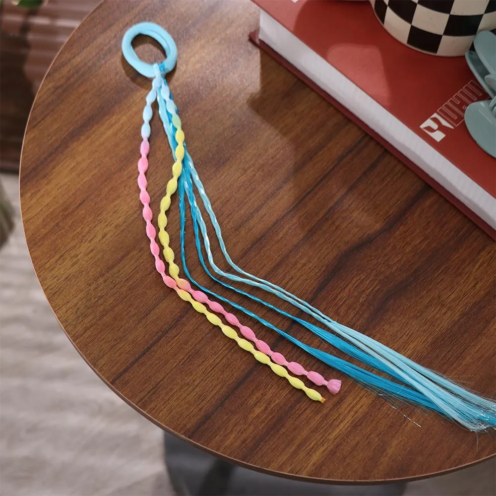 12pcs Vibrant Gradient Colors Bubble Braids Tangle-Free Design High-Elasticity Band Braided Hair Extensions