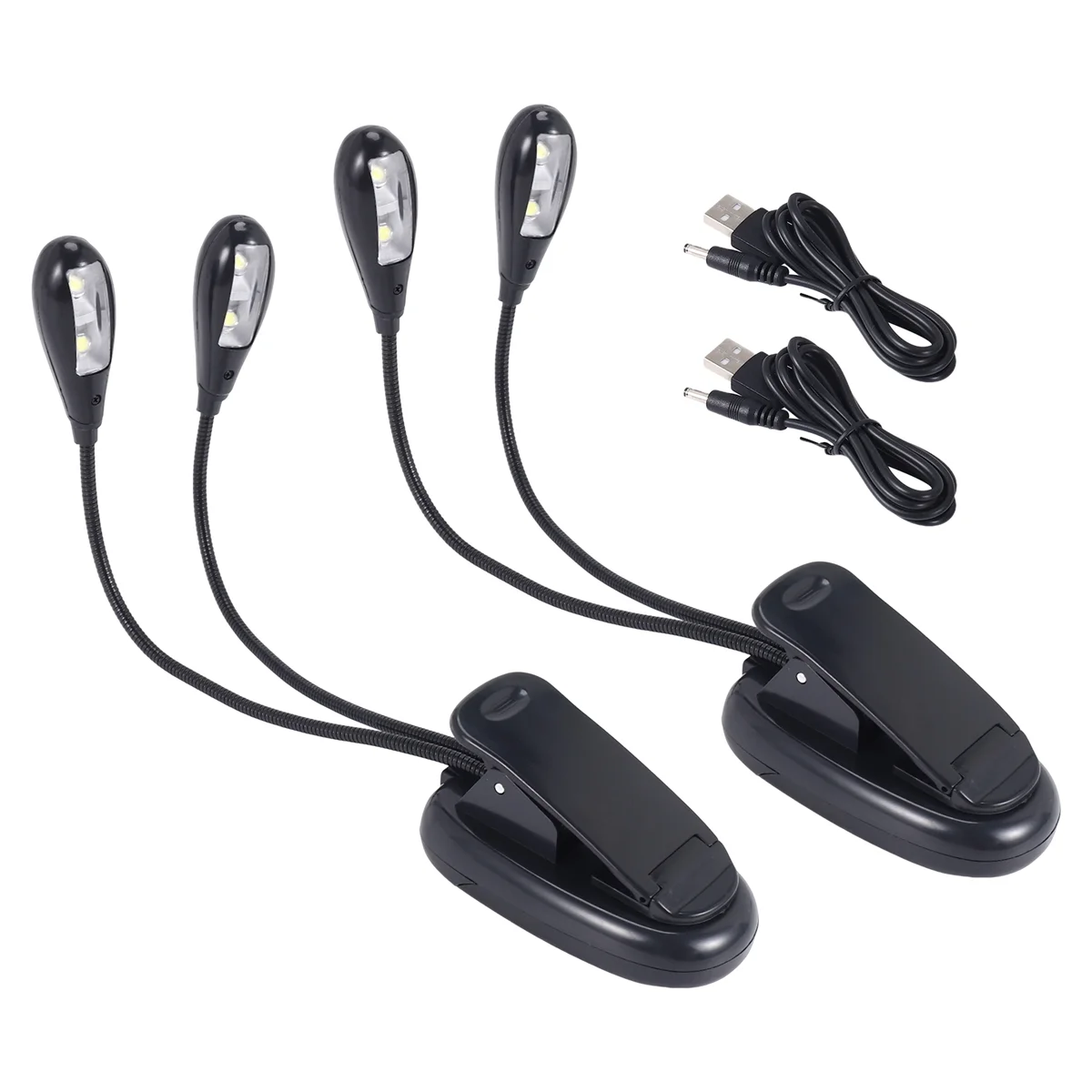 ABLP 2 pezzi leggio clip di luce su luci da libro a LED luci da lettura a doppio braccio per libri nel letto clip regolabile a 360 gradi