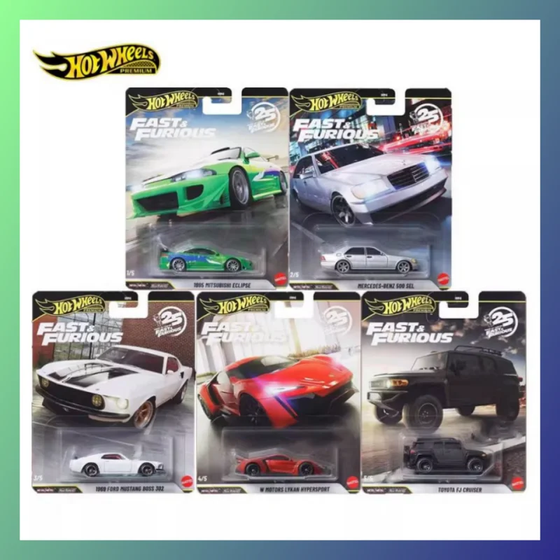 

Новый комплект Hot Wheels Fast & Furious 25th Anniversary, Mitsubishi Mercedes Mustang и т. д., классический 1:64, литая под давлением модель автомобиля