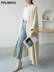 Spring Fall Hollow Out Mid Length Cardigan Women Casual Loose Knitwears Sweater Jackets Korean Knit Gilet Streetwear Malhas Coat