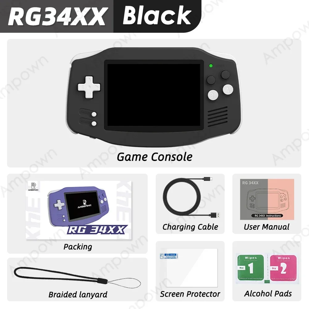 ANBERNIC RG34XX Retro Handheld Game Console 3.4''IPS Screen Linux