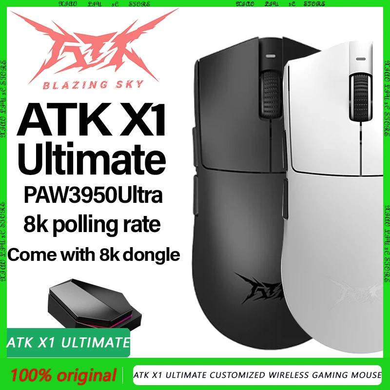 ATK X1 Ultimative maßgeschneiderte kabellose Gaming-Maus PAW3950 Ultra 8k Polling Rate X1 SERIE 0,3