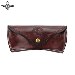 Tourbon custodia per occhiali in vera pelle spessa robusta occhiali occhiali da sole protezione supporto portatile resistente