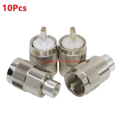 Conector de enchufe macho UHF PL259, 10 piezas, SL16, UHF, soldadura macho para RG58, RG142, LMR195, RG400, Cable RF Coaxial, entrega rápida, latón y cobre