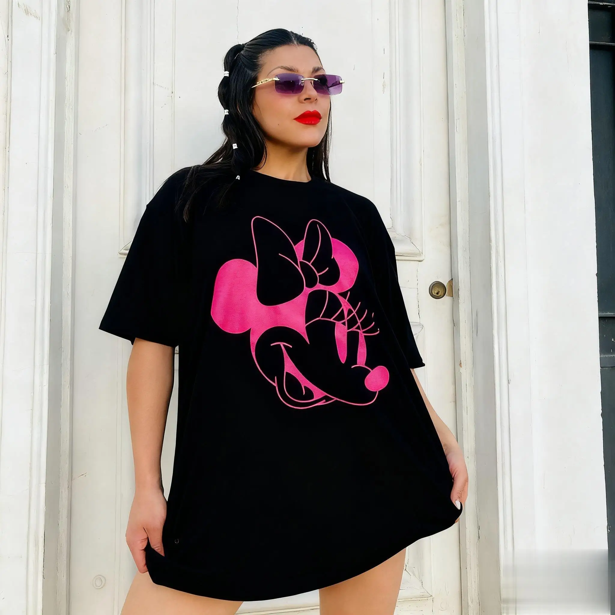 Neue Sommer Trendy Mickey Maus frauen T Shirt Casual Streetwear Graphic Tee Baumwolle Kurzarm Tops Disney Cartoon Print Y2k