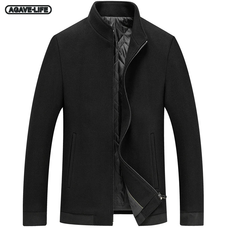 

Куртка мужская шерстяная на молнии, утепленная короткая куртка с воротником-стойкой, деловой стиль, Повседневная Уличная одежда, осень-зима