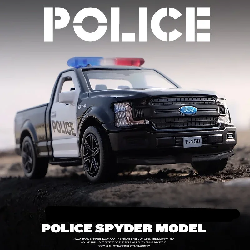 

1:36 Ford pickup Raptor Alloy Police Toy Car Model Diecast Simulation Metal Police Model Toy Car Collection PulL Back F155