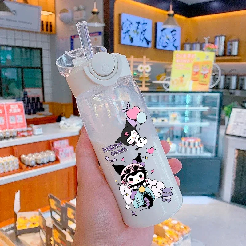 400-600ML MINISO Sanrio Kuromi melodia słomka plastikowa butelka wody duża pojemność przenośne przezroczyste dziecięce kubek na wodę do picia