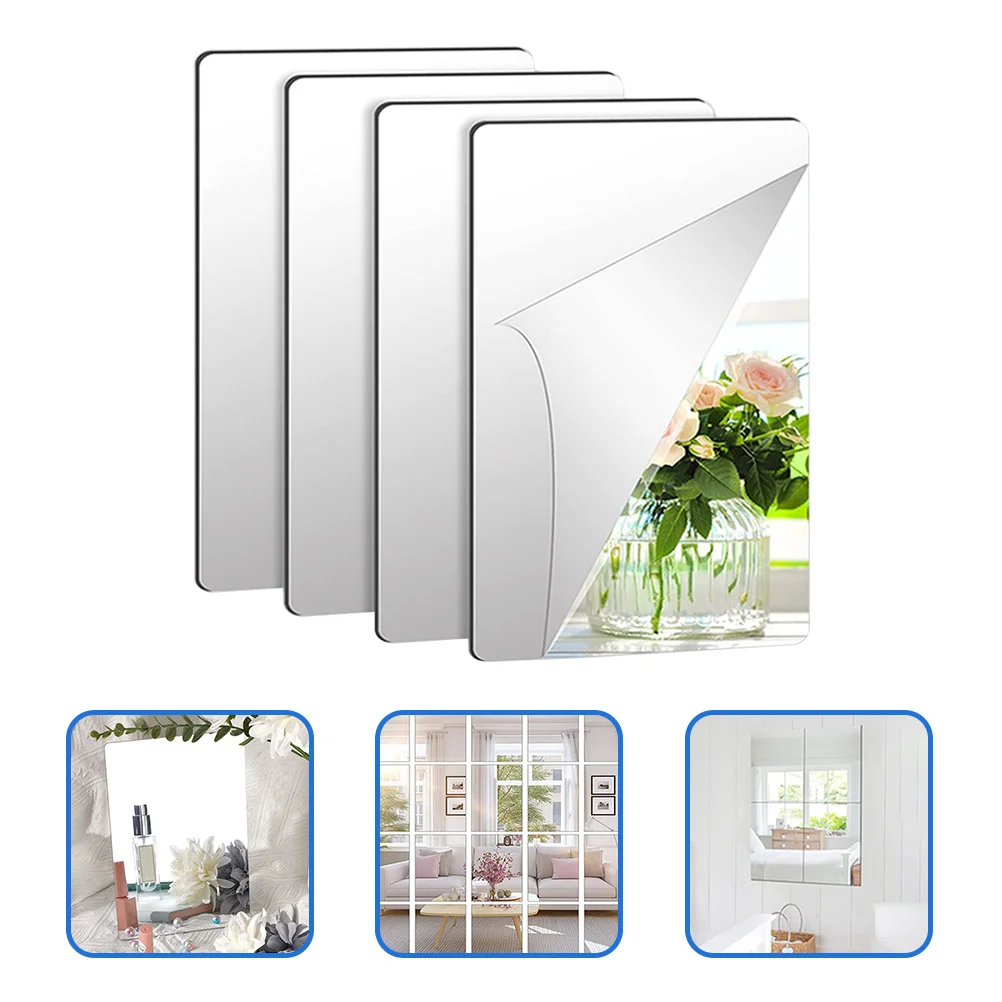 

4Pcs Acrylic Mirror Wall Stickers Self-Adhesive Stickers for Home Walls Bathroom Bedroom Living Room DIY Decorative Wall Decals