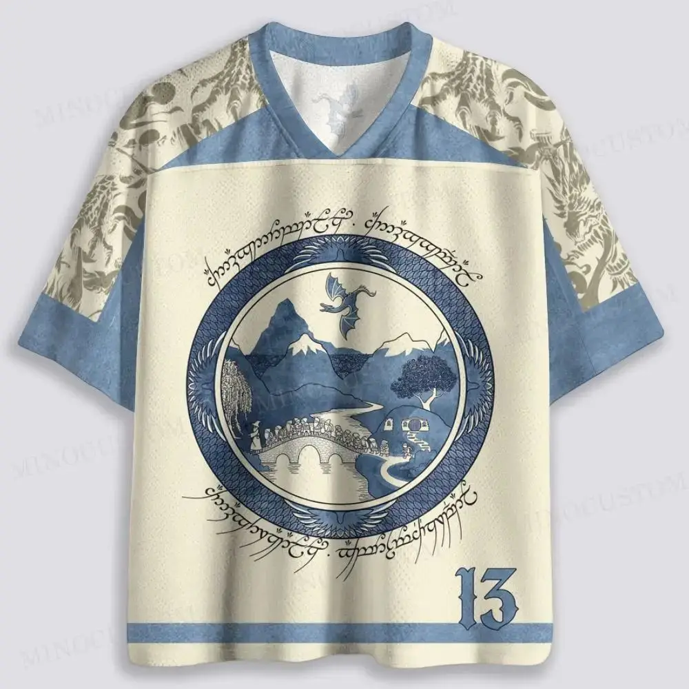 The Lord of The Rings Themed Printed T-shirt Hobbit No. 13 Graphic V-neck Short Sleeve Quick Dry Breathable Tee for Adult & Kids