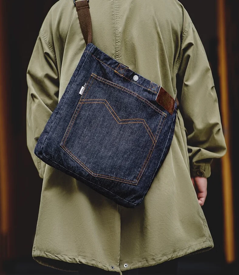 

Спецодежда, джинсовая сумка через плечо в американском стиле ретро, большая сумка через плечо с вышивкой, большая сумка-тоут для ручного планшета для мужчин, Bolsa hombre