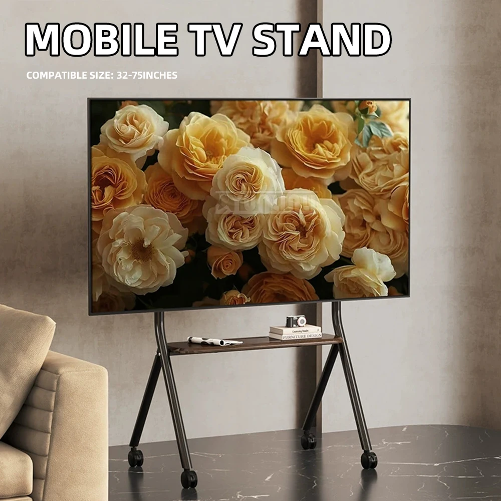 Mobile TV Stand, Retro Floor Standing Universal Monitor TV Stand Cabinet for Living Room