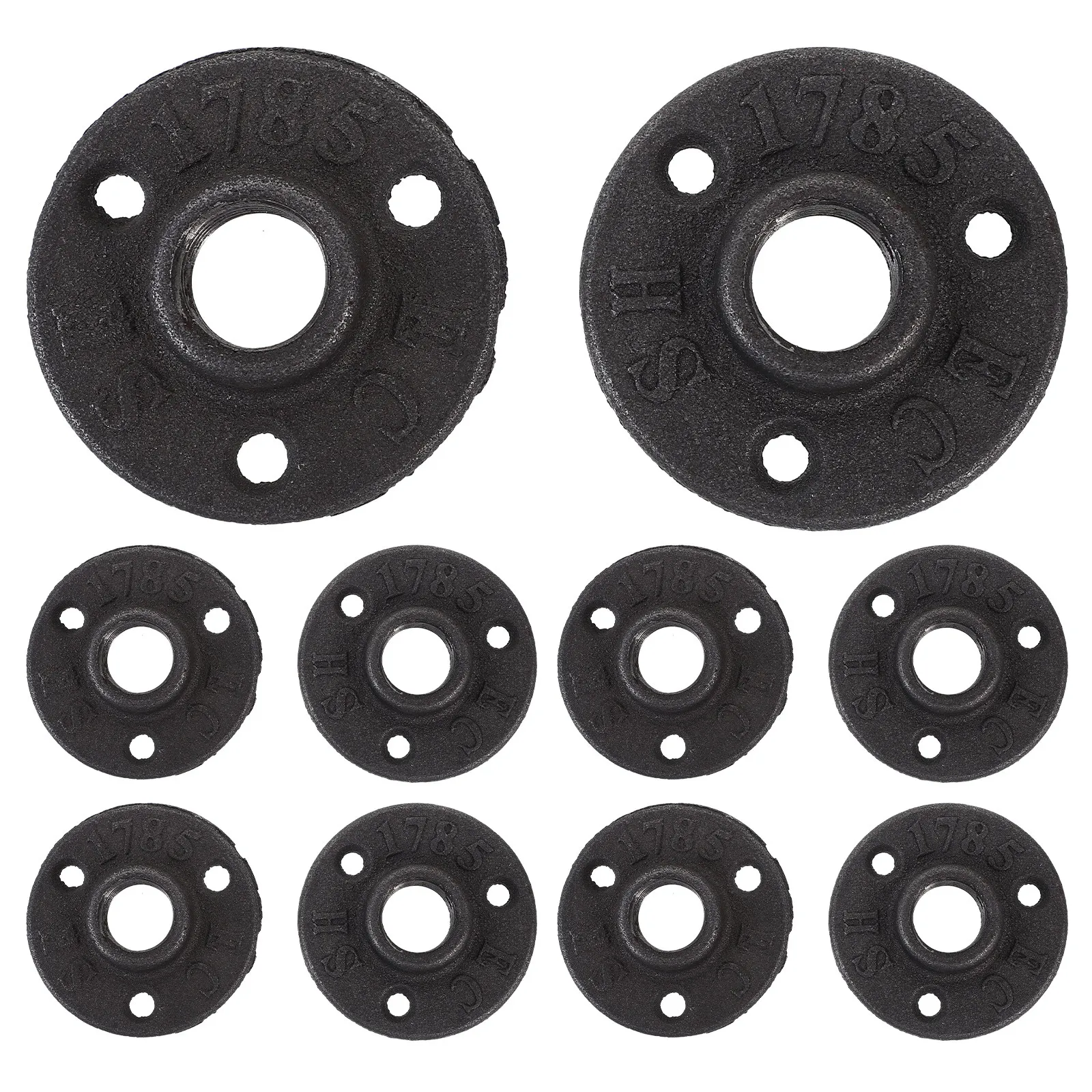 10Pcs Wall Mounted Flange 20Mm Malleable Threaded Floor Flange Iron Pipe Fittings Sturdy Industrial Furniture Shelving Curtain