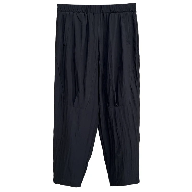 

2025 Summer Harem Pants New Style 100KG Casual Thin Slightly Wrinkled 7/8 Length Plus Size Women's Ice Cool Bottoms 764