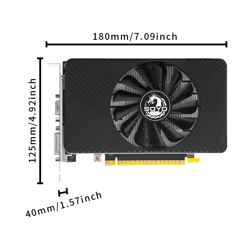 SOYO GTX750 8G DDR5 Graphics Card 128bit 512 Unified for Desktop PC Gaming video card Single Fan DVI+HDMI+VGA PCIE3.0*16 view 3