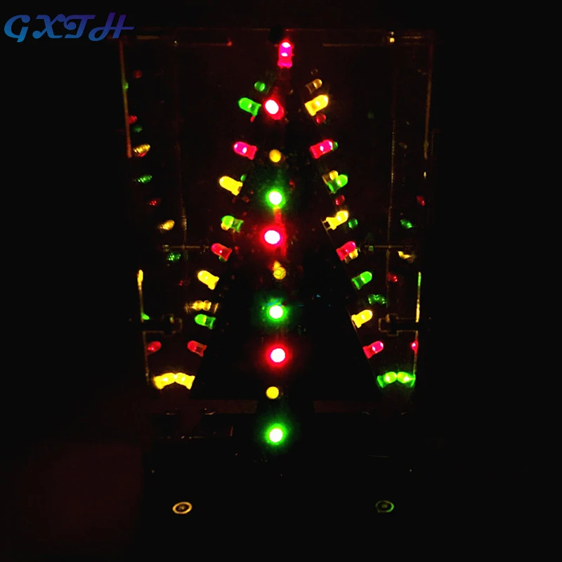 DIY Electronics Kit 3D Christmas Tree RGB Flash Circuit Board Soldering Practice Assembly Kit