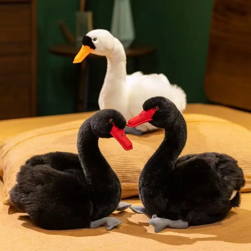 

24cm Black & White Swan Simulation Plush Doll Handmade Cartoon Anime Cute Pillow Cushion Home Decor Soft Toy for Kids