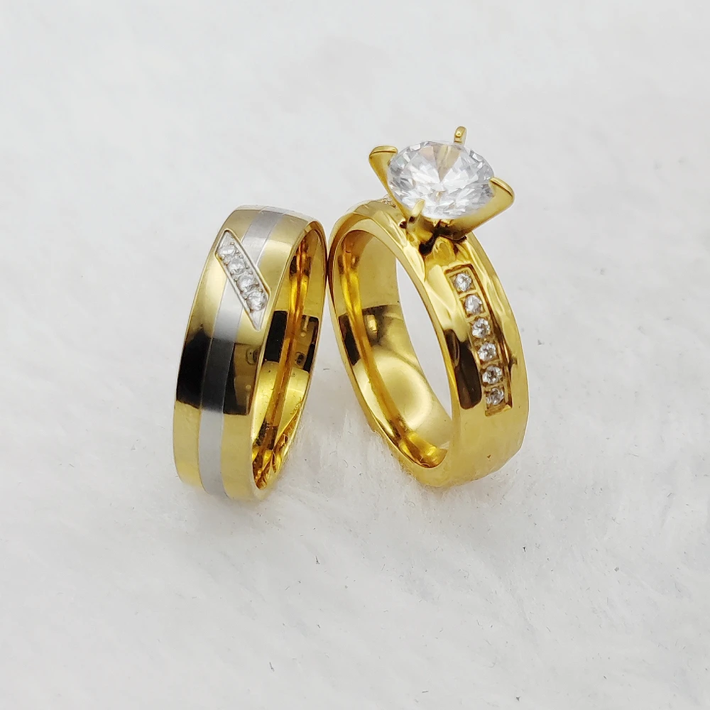 Wedding And Engagement Rings Wholesale Promise Jewellery Manufacturer 18k Yellow Gold Plated Girlfriend Jewelry Sets