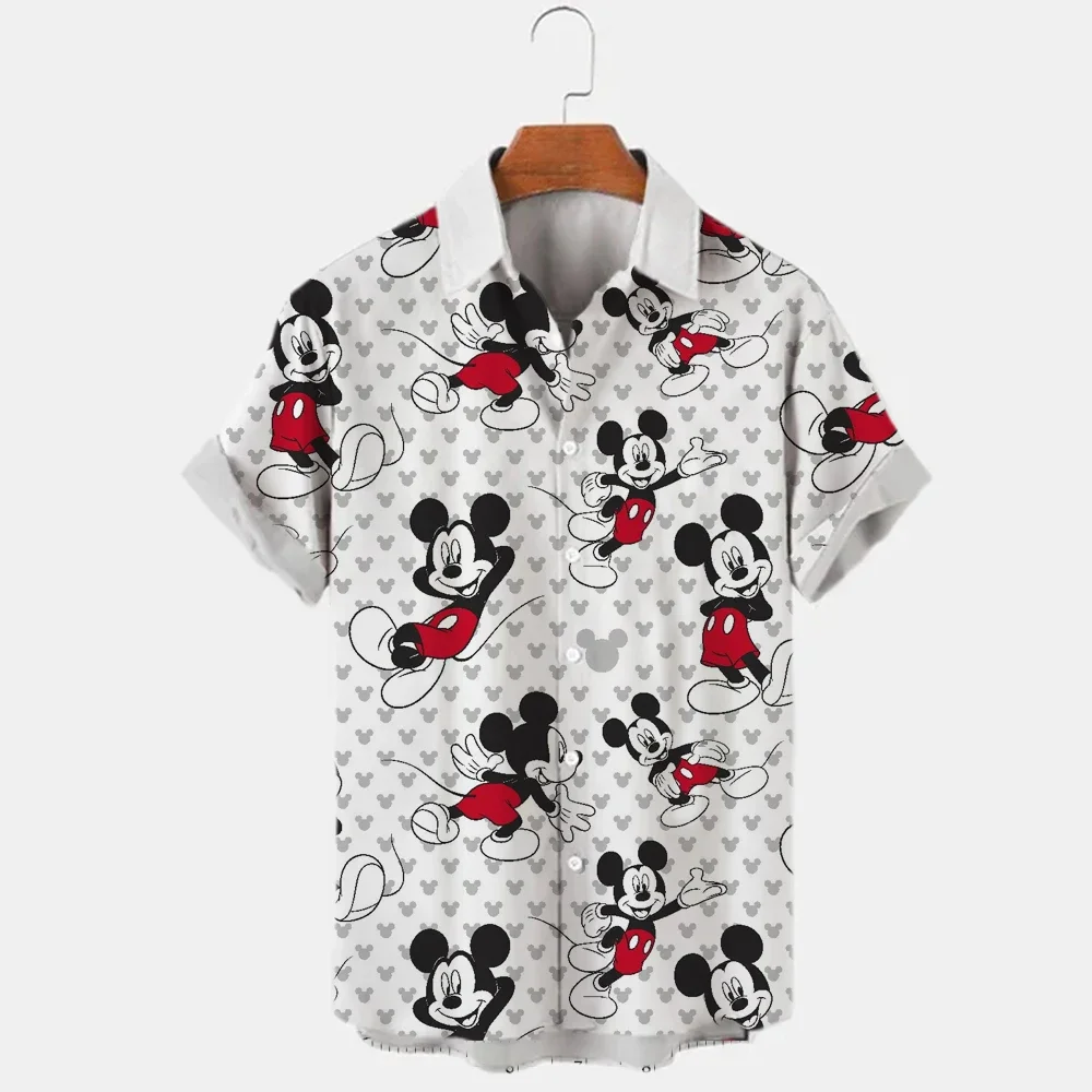 Disney Hawaiian Shirts Summer Casual Button Up Shirts Beach Vacation Short Sleeves Disney 3D Print Fashion Men's Lapel Shirt