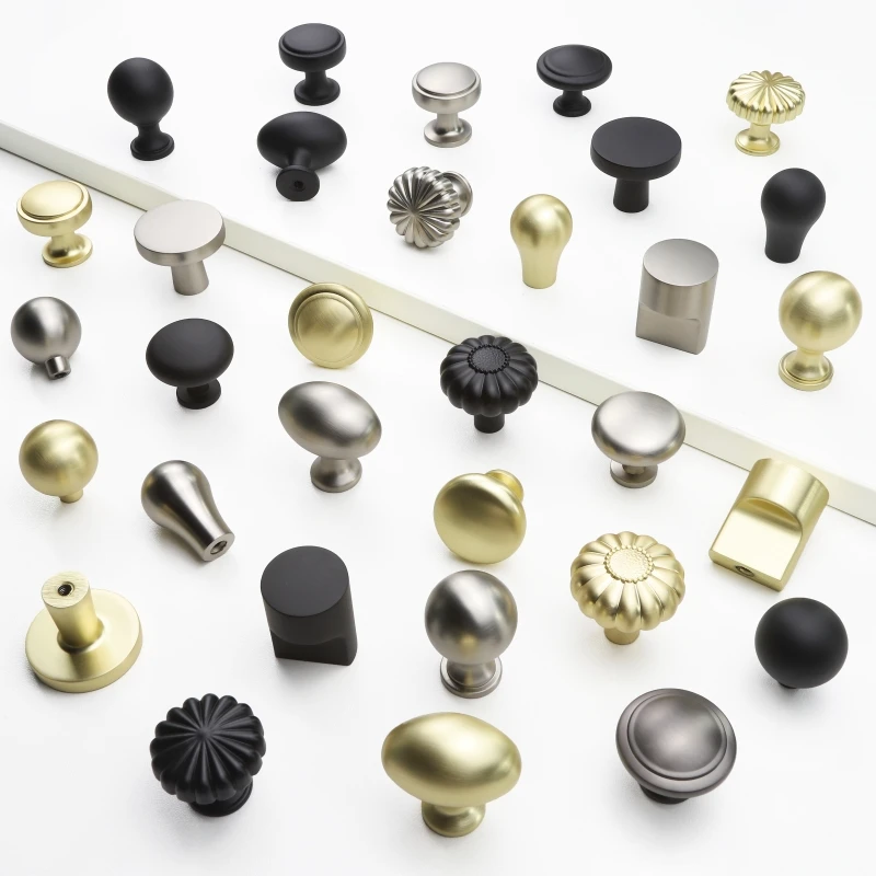 Various Shapes Solid Cabinet Knobs Minimalist Zinc alloy Furniture Handles Luxurious Drawer Knobs Kitchen Door Hardware