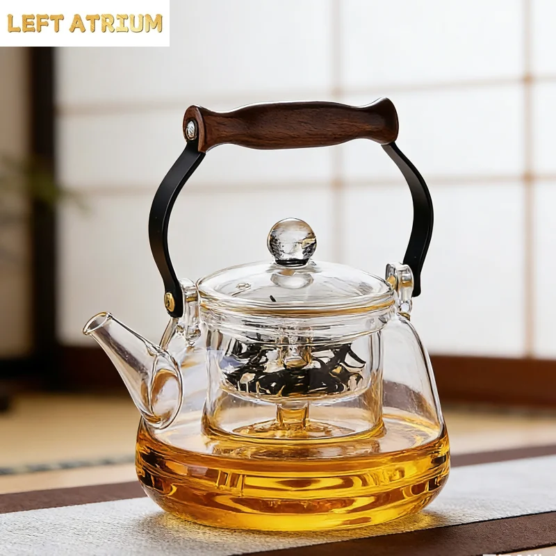 1000ml Glass Teapot Stovetop Safe Borosilicate Glass Tea Kettle with Infuser for Blooming Tea Loose Leaf Tea, Herbal Tea