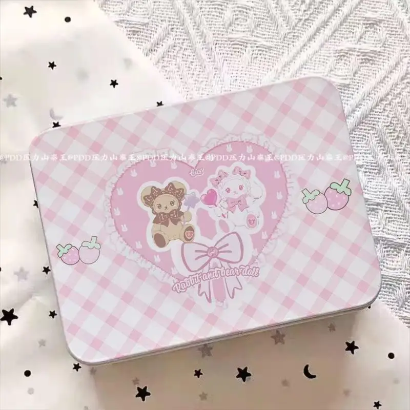 Cute Shirousa Pattern Flip Type Storage Box Multi Functional Portable Anime Rabbit Jewelry File Metal Storage Box Friend's Gift