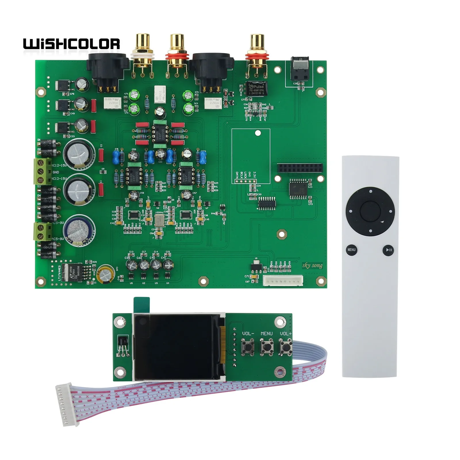

Wishcolor Common/Tuning Version Dual ES9038Q2M DAC Audio Decoder HiFi Coaxial PCM384K DSD128 Decoder Board Kit with TFT Screen