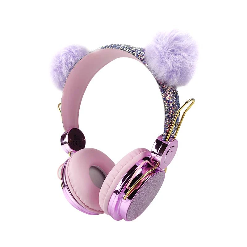 Inlaid With Rhinestones Stereo Music Helmet 20-20000hz Music Headphones Fashionable Headband Comfortable Healthy