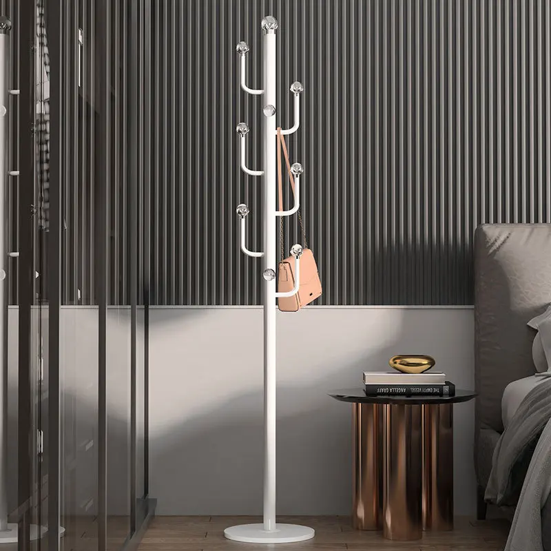 Light Luxury Floor Standing Coat Rack, Modern and Simple Vertical Hanger, Home Bedroom Living Room Crystal Ball Hanger